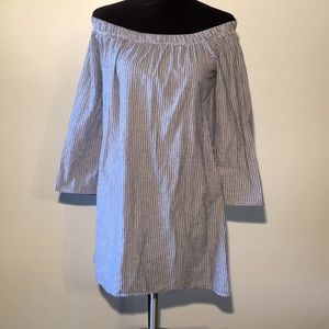 Wrapper Striped Off Shoulder Dress